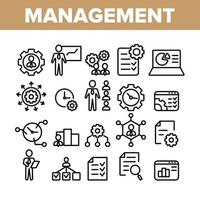 Management Collection Elements Icons Set Vector