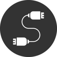 Usb Cable Glyph Inverted Icon vector