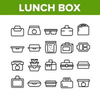 Lunch Box Collection Elements Icons Set Vector