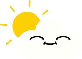 flat color retro cartoon sunshine and cloud vector