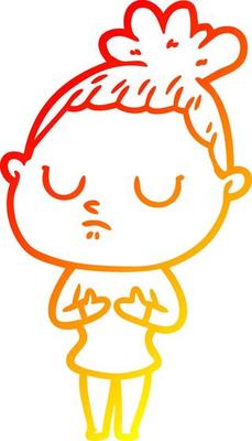 warm gradient line drawing cartoon calm woman