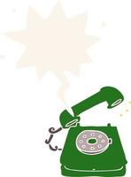 cartoon old telephone and speech bubble in retro style vector