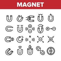 Magnet Power Collection Elements Icons Set Vector