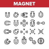 Magnet Power Collection Elements Icons Set Vector