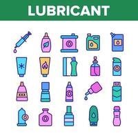 Lubricant Container Collection Icons Set Vector