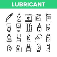 Lubricant Container Collection Icons Set Vector