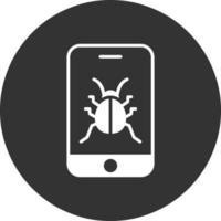 Mobile Virus Glyph Inverted Icon vector