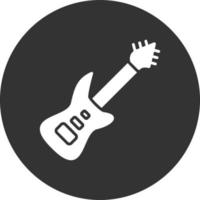 Electric Guitar Glyph Inverted Icon vector