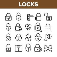 Collection Type Locks Elements Vector Icons Set