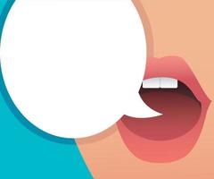 lips showing with empty speech bubble. vector illustration