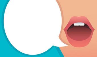 lips showing with empty speech bubble. vector illustration