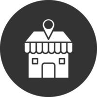 Shop Location Glyph Inverted Icon vector