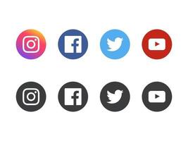 Collection of popular Social Media Icons. Facebook, Instagram, Twitter, Youtube logos. Editorial vector symbols.