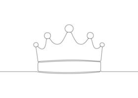 Crown royal symbol of king, continuous single one line drawing. Crown for king, queen, prince or princess. Fairy corona. Vector hand drawn outline illustration