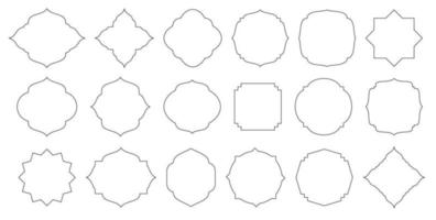 set of islamic line frames shapes badges