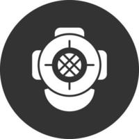 Diving Helmet Glyph Inverted Icon vector