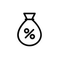 Bag percentage icon vector. Isolated contour symbol illustration vector