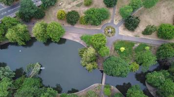 High angle and Aerial Footage of Local Free Access Public Park at Luton England UK video