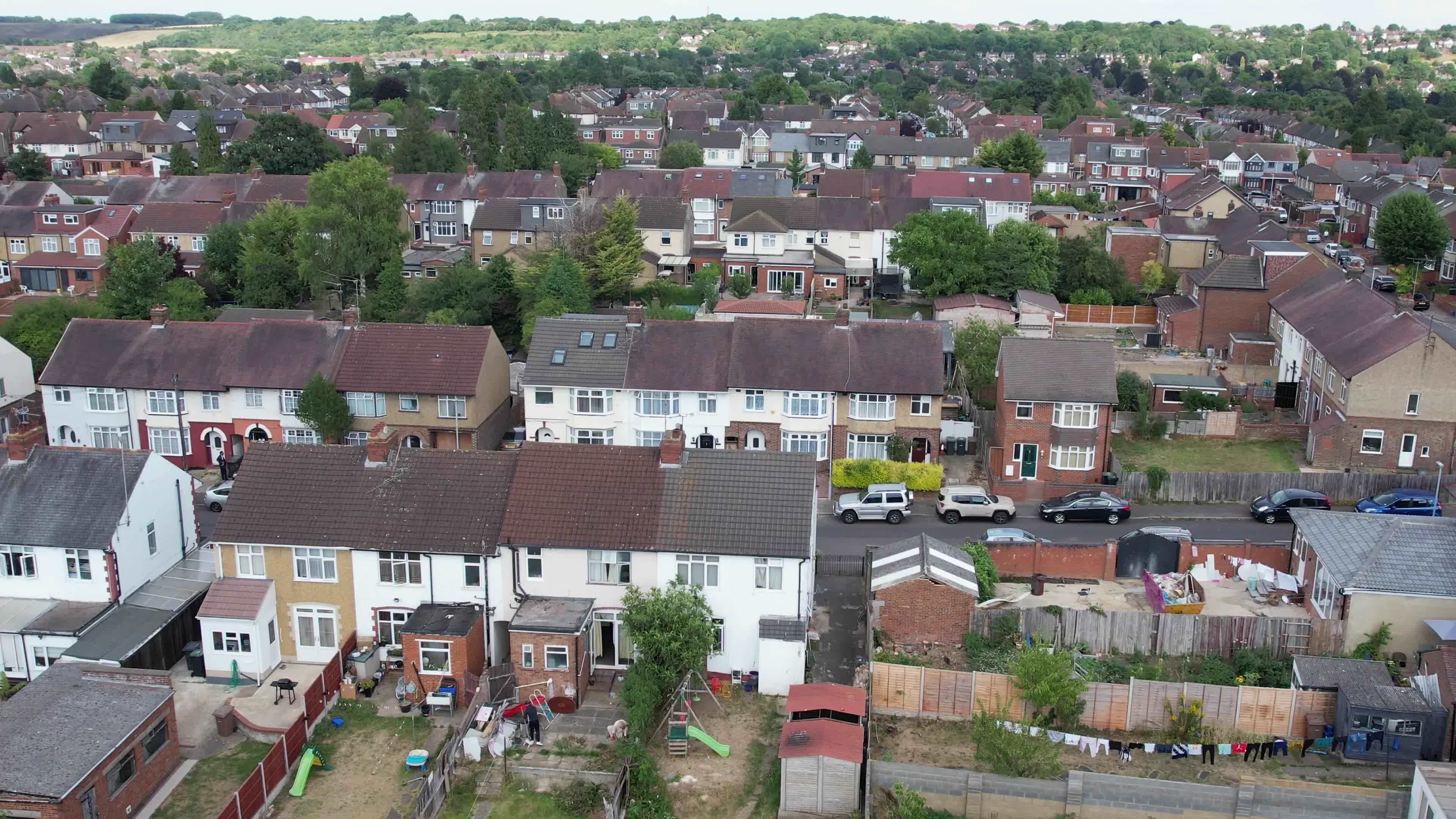Aerial view of Residentials and Houses of Saint Area Luton England UK
