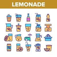 conjunto de iconos de colección de bebidas sabrosas de limonada vector