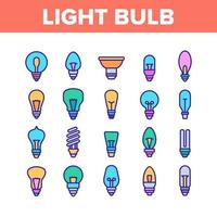 Light Bulb Collection Elements Icons Set Vector