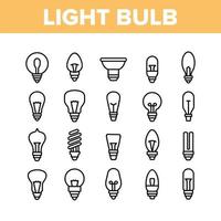 Light Bulb Collection Elements Icons Set Vector