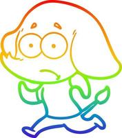 rainbow gradient line drawing cartoon unsure elephant running away vector