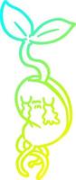 cold gradient line drawing cartoon sprouting seedling vector