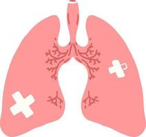 pulmones de dibujos animados de estilo de color plano vector