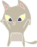 confused flat color style cartoon cat vector