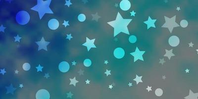 Light BLUE vector background with circles, stars.