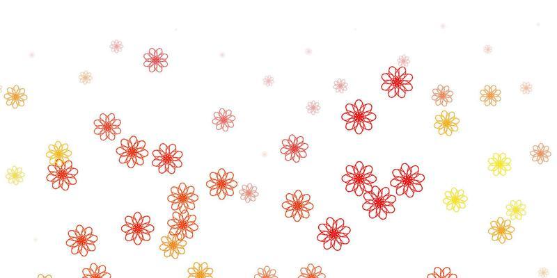 Light Orange vector doodle template with flowers.