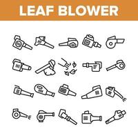 Leaf Blower Equipment Collection Icons Set Vector