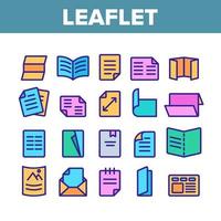 Leaflet Paper Collection Elements Icons Set Vector