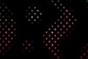 Dark green, red vector pattern with symbol of cards.