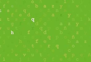 Light green, yellow vector layout with latin alphabet.