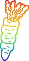 rainbow gradient line drawing cartoon carrot vector