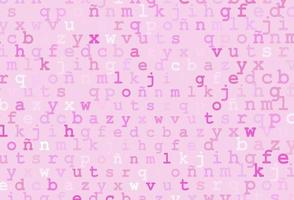 Light pink vector background with signs of alphabet.