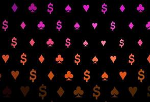 Dark pink, yellow vector template with poker symbols.