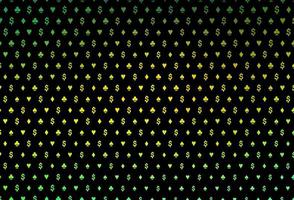 Dark green, yellow vector template with poker symbols.