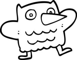 funny line drawing cartoon owl vector