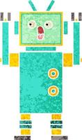 retro illustration style cartoon robot vector