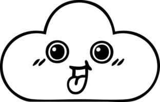 line drawing cartoon snow cloud vector