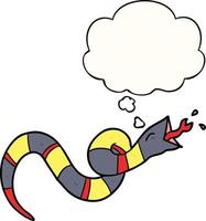 cartoon hissing snake and thought bubble vector