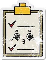 distressed sticker of a cute cartoon check list vector