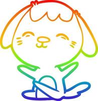 rainbow gradient line drawing happy cartoon sitting dog vector
