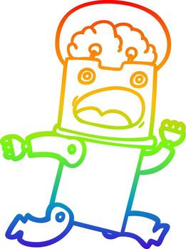 rainbow gradient line drawing cartoon robot vector