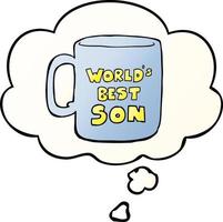 worlds best son mug and thought bubble in smooth gradient style vector