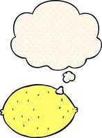 cartoon lemon and thought bubble in comic book style vector