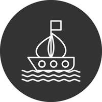 icono de línea de barco invertida vector